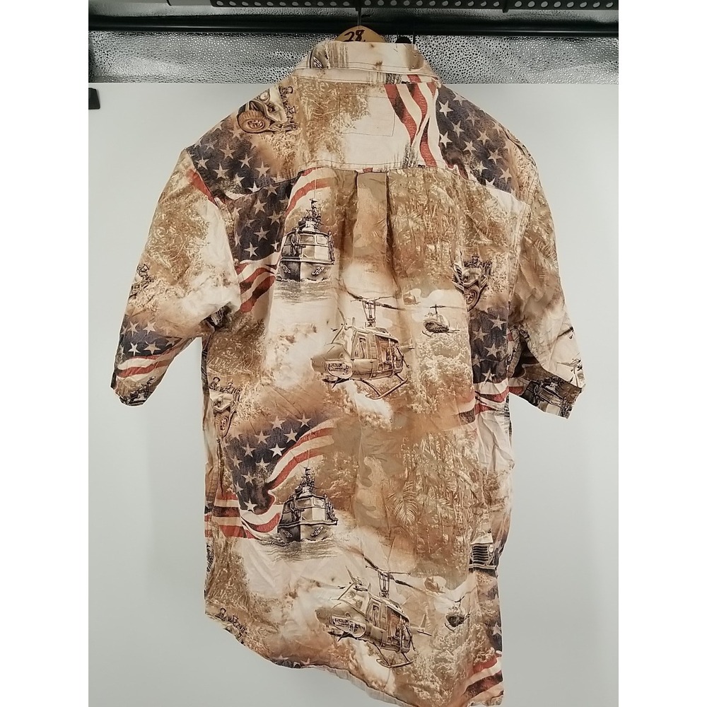 North River Mens Short Sleeve U.S. Military Print Button Up Shirt Large - Picture 5 of 5
